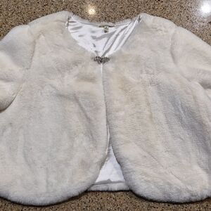 Elegant White Faux Fur Kids Jacket